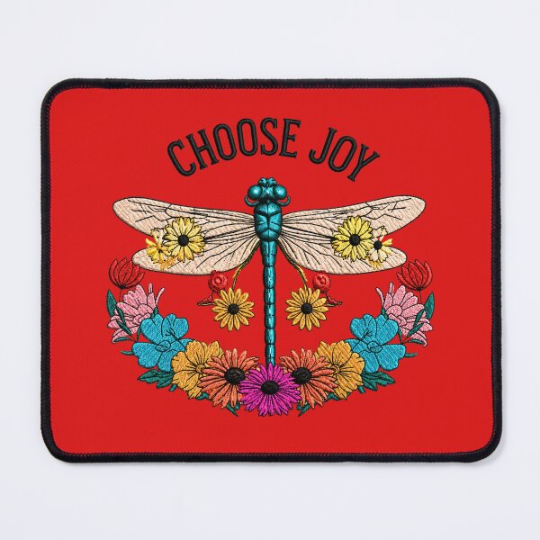 Item preview, Choose Joy Dragonfly Embroidery Design | Vintage Boho Dragonfly Floral Art | Cottagecore Nature Aesthetic designed and sold by ColorSplash123.