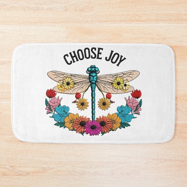 Item preview, Choose Joy Dragonfly Embroidery Design | Vintage Boho Dragonfly Floral Art | Cottagecore Nature Aesthetic designed and sold by ColorSplash123.