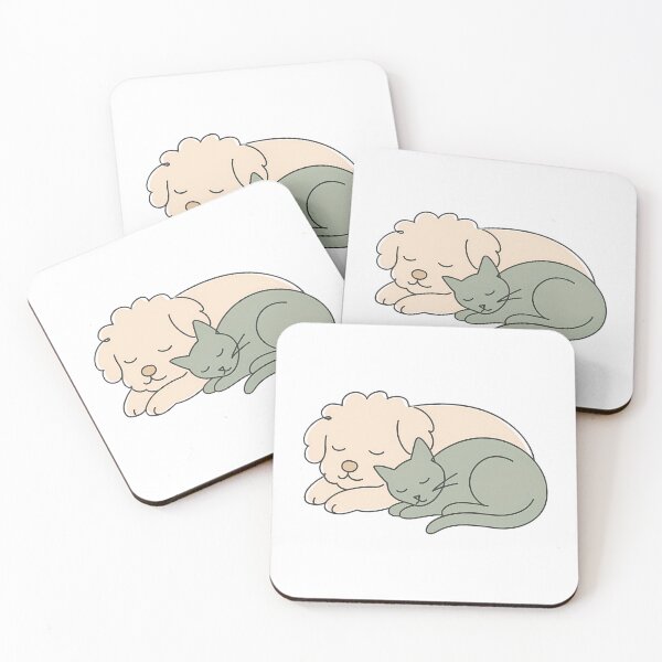 Item preview, Lazy Afternoon: Cozy Dog & Cat Minimalist Line Art designed and sold by Haru-in-Seoul.