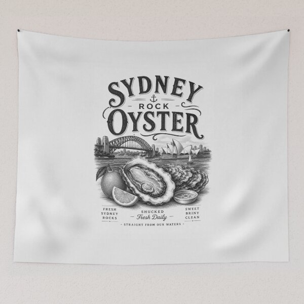 Item preview, Sydney Rock Oyster – Vintage Seafood Market Design designed and sold by SLGA-Designs.