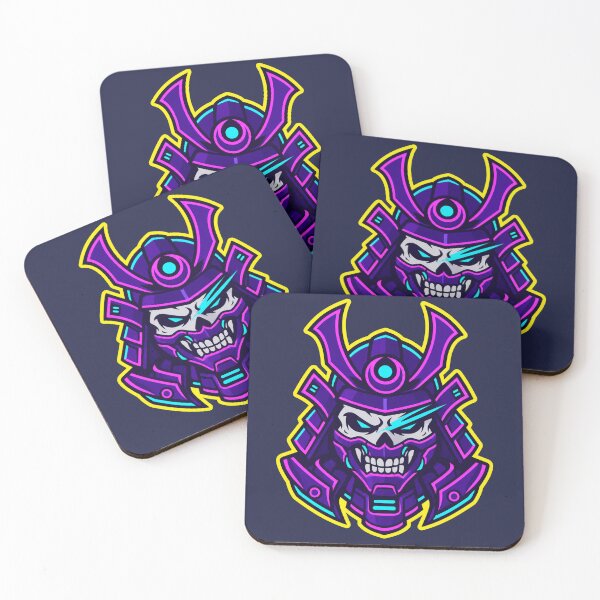 Item preview, Neon Cyber Samurai Skull Mascot designed and sold by Idans.