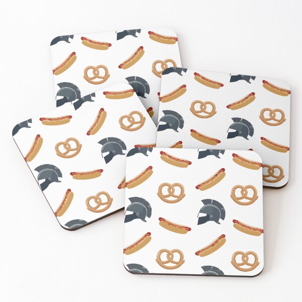 Item preview, Spartan Helmet & Street Food Pop Art Pattern: Hot Dogs & Pretzels designed and sold by PixelCatalyst.