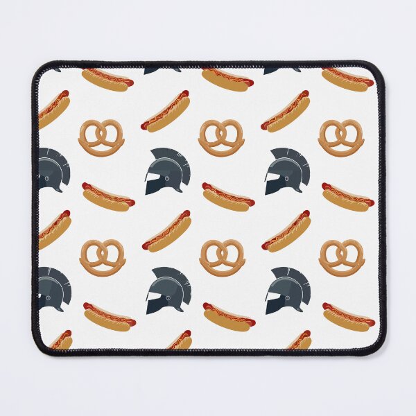Item preview, Spartan Helmet & Street Food Pop Art Pattern: Hot Dogs & Pretzels designed and sold by PixelCatalyst.