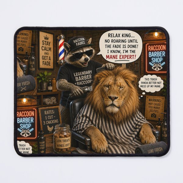 Item preview, Legendary Barber Raccoon Funny Lion Fade designed and sold by SoftAuraStudi0.