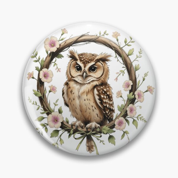 Item preview, Cute Woodland Owl Floral Illustration designed and sold by AQUILAKREO.