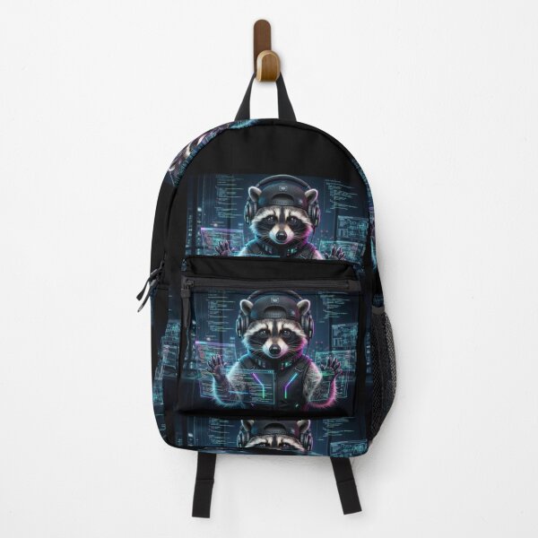 Item preview, Cyber Raccoon Hacker: Neon Techwear Edition designed and sold by Wild Hare.