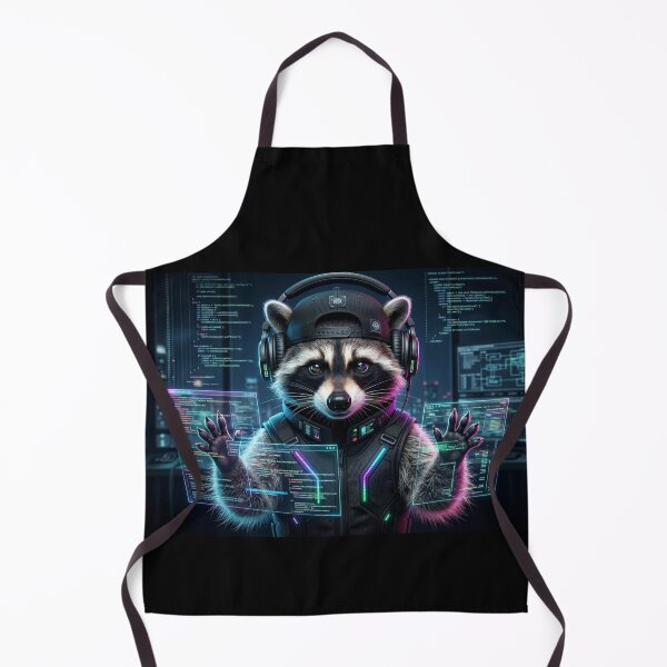 Item preview, Cyber Raccoon Hacker: Neon Techwear Edition designed and sold by Wild Hare.
