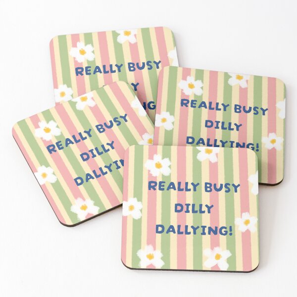 Item preview, Really Busy Dilly Dallying Quote Floral Stripes Illustration  designed and sold by HouseofWhimsys.