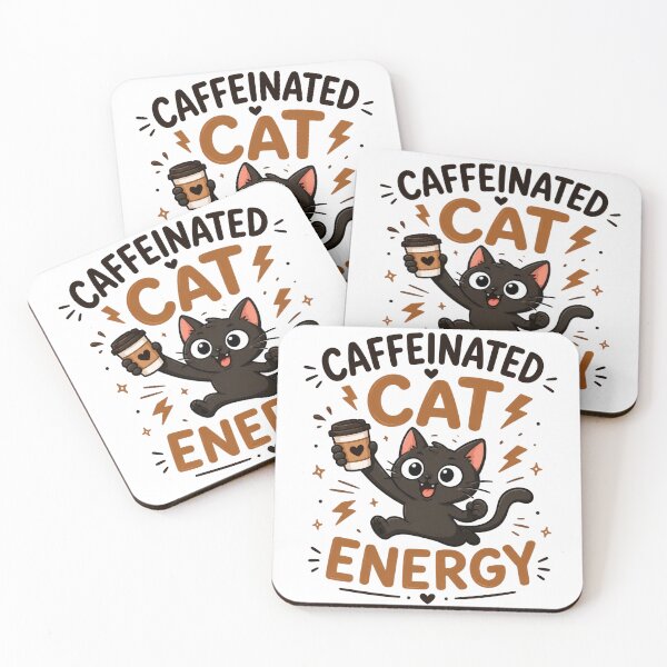 Item preview, Caffeinated Cat Energy Funny Black Cat designed and sold by INVITOARTE.