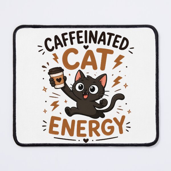 Item preview, Caffeinated Cat Energy Funny Black Cat designed and sold by INVITOARTE.