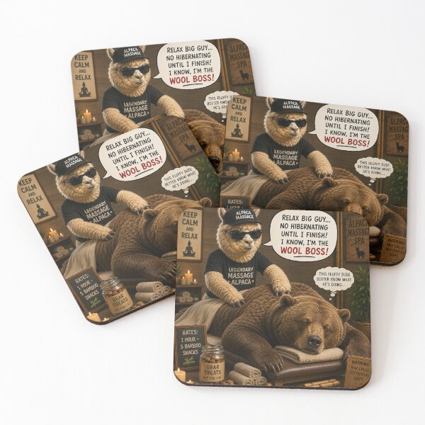 Item preview, Legendary Massage Alpaca Funny Bear Spa designed and sold by SoftAuraStudi0.