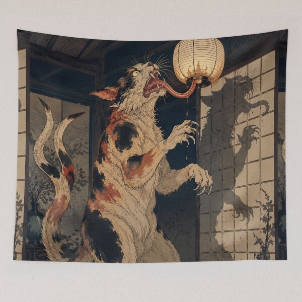 Item preview, Lantern Licker Bekeneko Cat - Vintage Japanese Ukiyo-e Woodblock  designed and sold by bapupa.