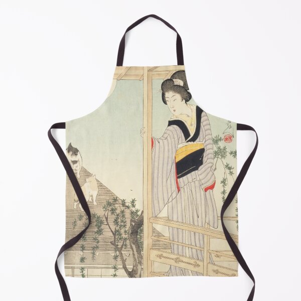 Item preview, Vintage Japanese Ukiyo-e Full Moon Art: Elegant Woman and Cats designed and sold by vekotpu.
