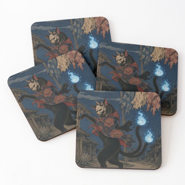 Item preview, Midnight Kabuki Nekomata Cat - Vintage Japanese Ukiyo-e Woodblock  designed and sold by bapupa.