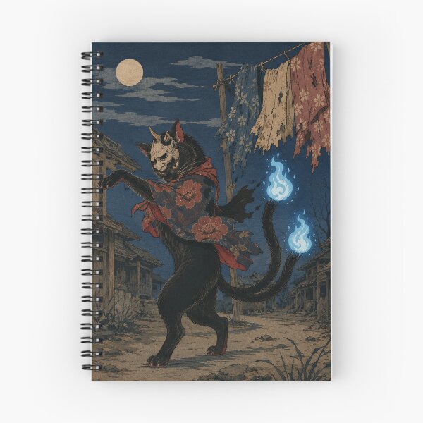 Item preview, Midnight Kabuki Nekomata Cat - Vintage Japanese Ukiyo-e Woodblock  designed and sold by bapupa.