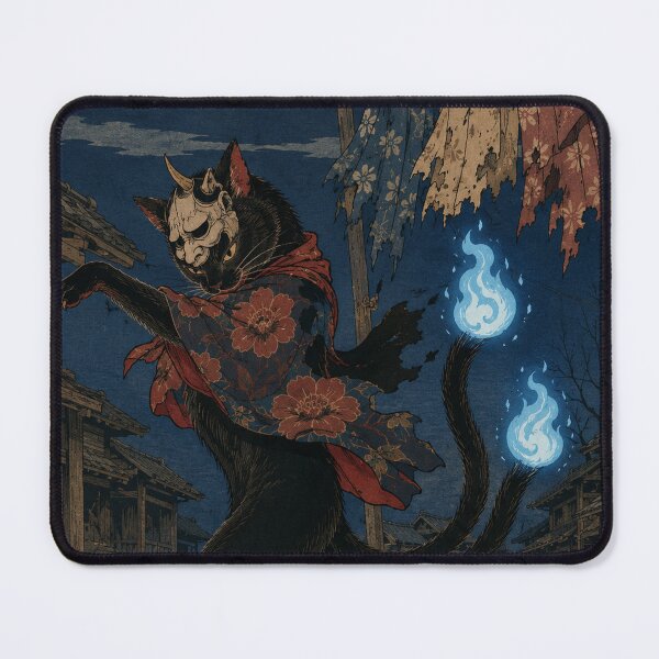 Item preview, Midnight Kabuki Nekomata Cat - Vintage Japanese Ukiyo-e Woodblock designed and sold by bapupa.