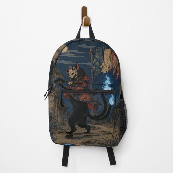 Item preview, Midnight Kabuki Nekomata Cat - Vintage Japanese Ukiyo-e Woodblock designed and sold by bapupa.