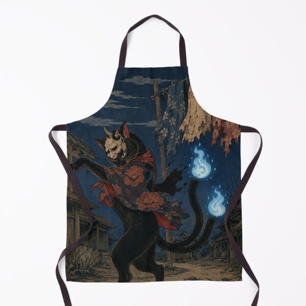 Item preview, Midnight Kabuki Nekomata Cat - Vintage Japanese Ukiyo-e Woodblock designed and sold by bapupa.