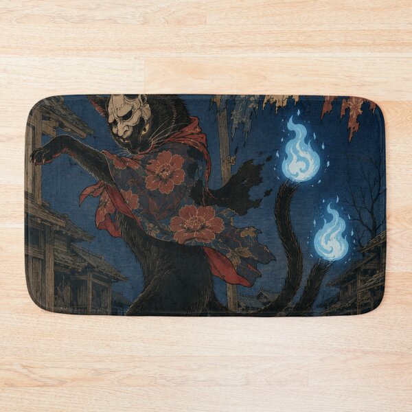 Item preview, Midnight Kabuki Nekomata Cat - Vintage Japanese Ukiyo-e Woodblock  designed and sold by bapupa.