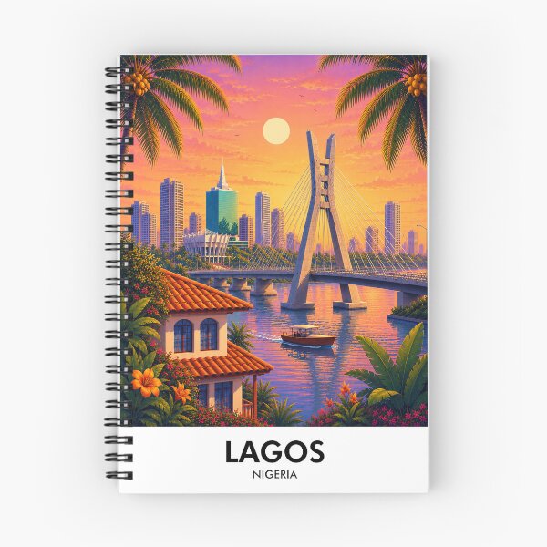 Item preview, Lagos Nigeria Retro Travel Print designed and sold by HomeLivingCo.