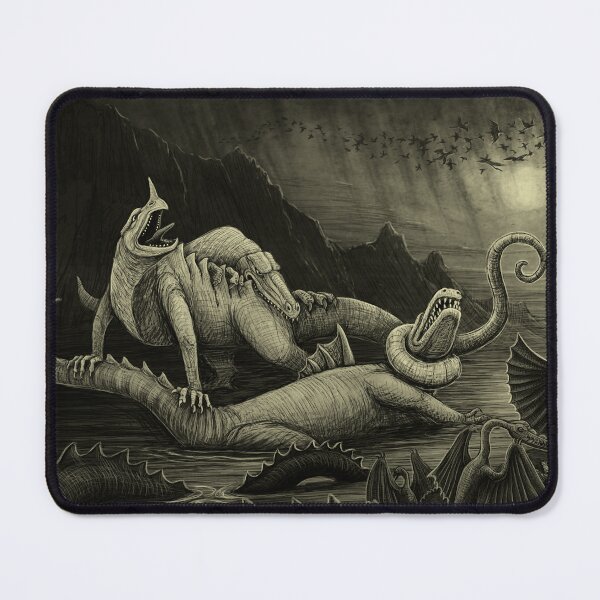 Item preview, ANTEDILUVIAN. Victorian Paleoart Homage (final battle scene) designed and sold by Mario Lanzas.
