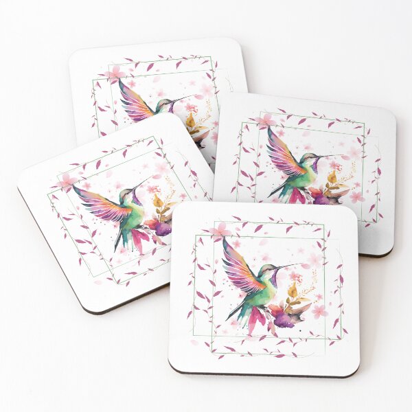 Item preview, Watercolor Hummingbird Floral Vine Frame Art designed and sold by ANoelleART.