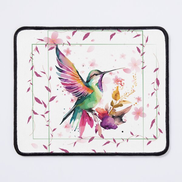 Item preview, Watercolor Hummingbird Floral Vine Frame Art designed and sold by ANoelleART.