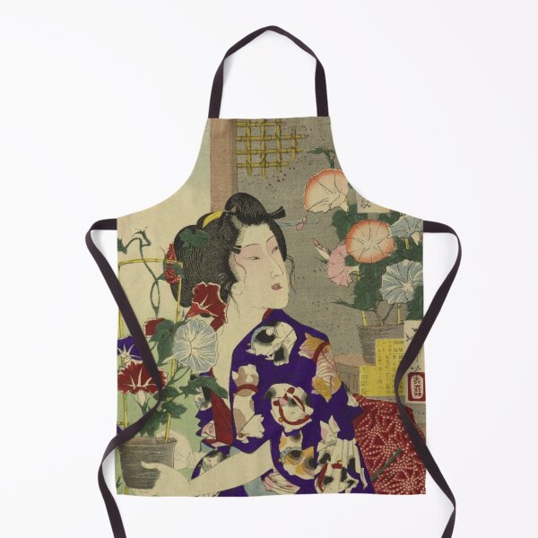 Item preview, Vintage Japanese Ukiyo-e Cat Kimono Art: Elegant Woman and Morning Glory designed and sold by vekotpu.