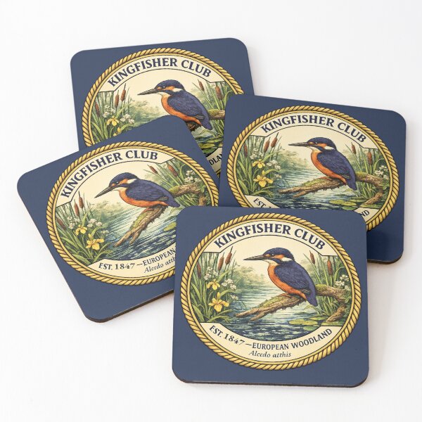 Item preview, Kingfisher Club Vintage Badge European Woodland Art designed and sold by CalmCapy Co.