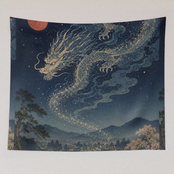 Item preview, Celestial Ink Path - Vintage Japanese Dragon Ukiyo-e Woodblock  designed and sold by bapupa.