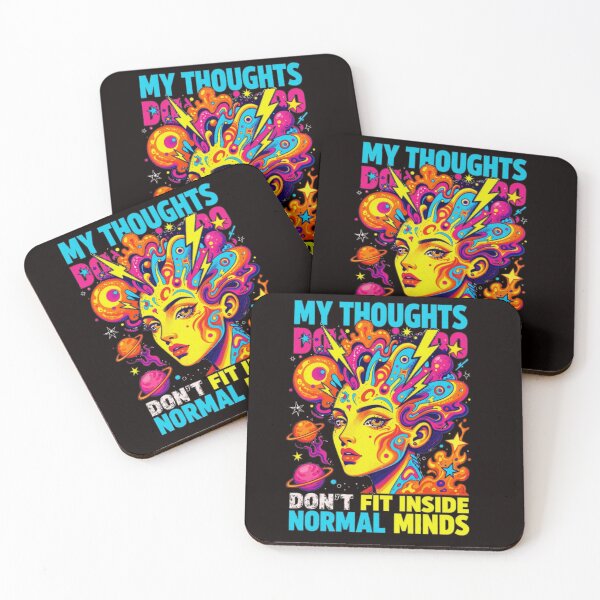 Item preview, My Thoughts Don't Fit Inside Normal Minds Funny Gifts  Vintry Off designed and sold by VintryOff.