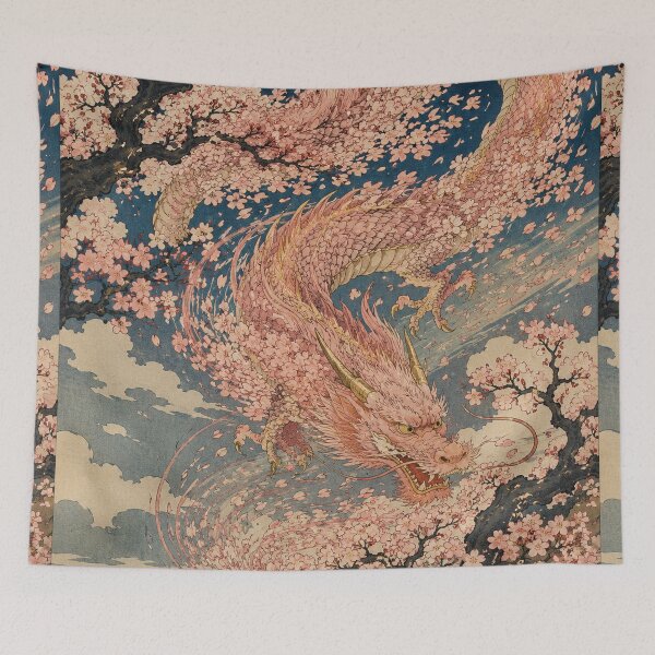 Item preview, Cherry Blossom Wind - Vintage Japanese Dragon Ukiyo-e Woodblock  designed and sold by bapupa.