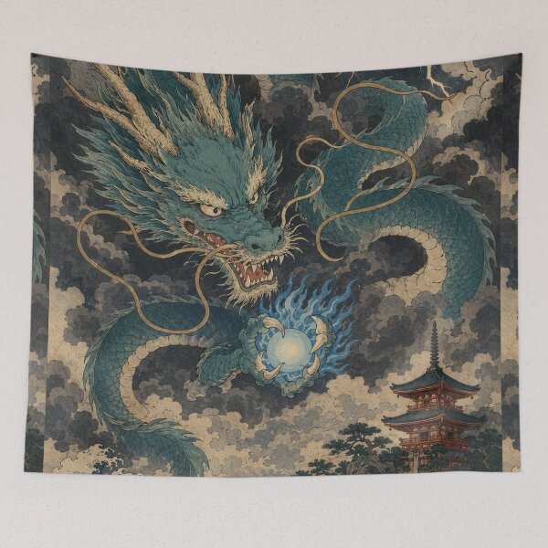 Item preview, Storm Lord's Jewel - Vintage Japanese Dragon Ukiyo-e Woodblock  designed and sold by bapupa.