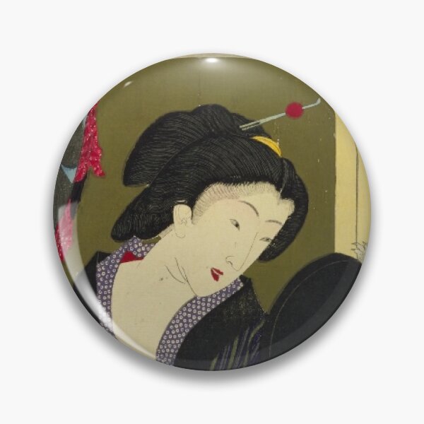 Item preview, Vintage Japanese Ukiyo-e Art: Elegant Woman with Mirrors and Cat designed and sold by vekotpu.