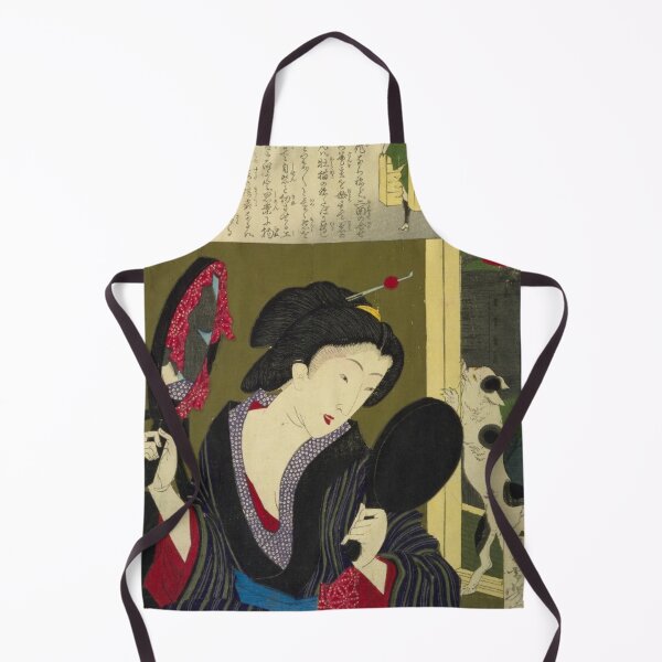 Item preview, Vintage Japanese Ukiyo-e Art: Elegant Woman with Mirrors and Cat designed and sold by vekotpu.