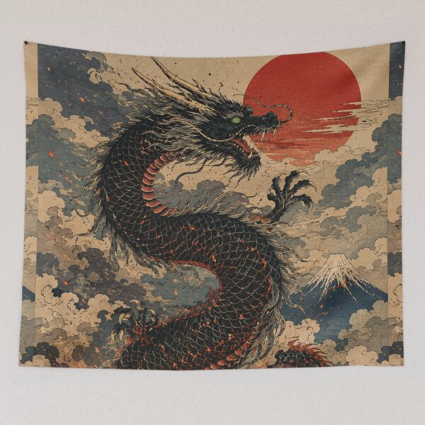 Item preview, Volcanic Ascent - Vintage Japanese Dragon Ukiyo-e Woodblock  designed and sold by bapupa.