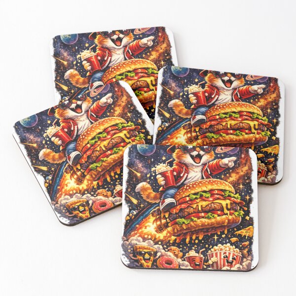 Item preview, Cat Riding Burger Design designed and sold by MonnSatis.