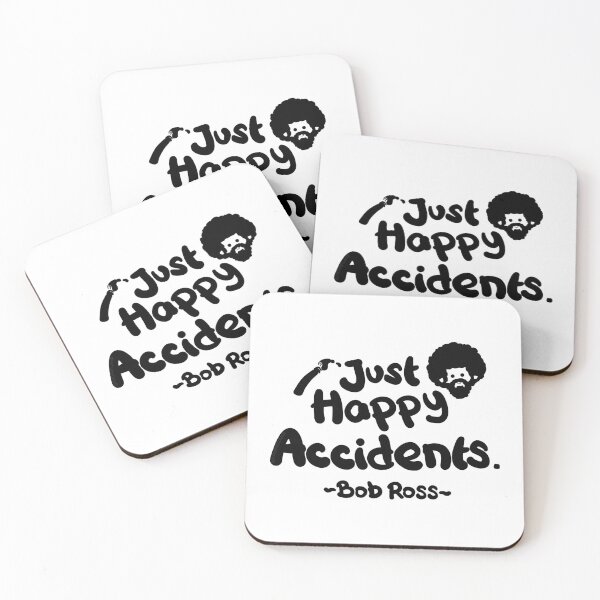 Item preview, Bob Ross Just Happy Accident Lettering Design (Black White Version) designed and sold by Khotekmei.