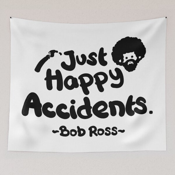 Item preview, Bob Ross Just Happy Accident Lettering Design (Black White Version) designed and sold by Khotekmei.