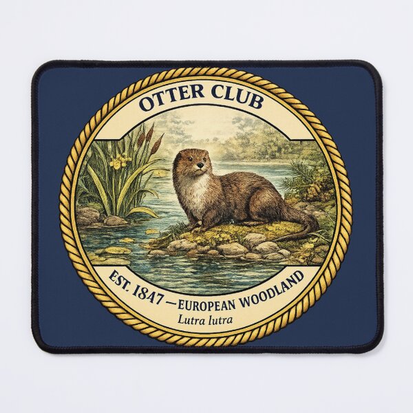 Item preview, Otter Club Vintage Badge European Woodland Art designed and sold by CalmCapy Co.