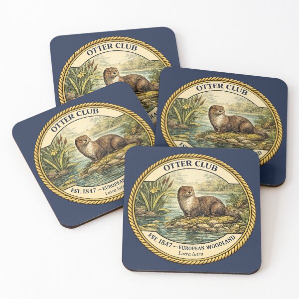 Item preview, Otter Club Vintage Badge European Woodland Art designed and sold by CalmCapy Co.