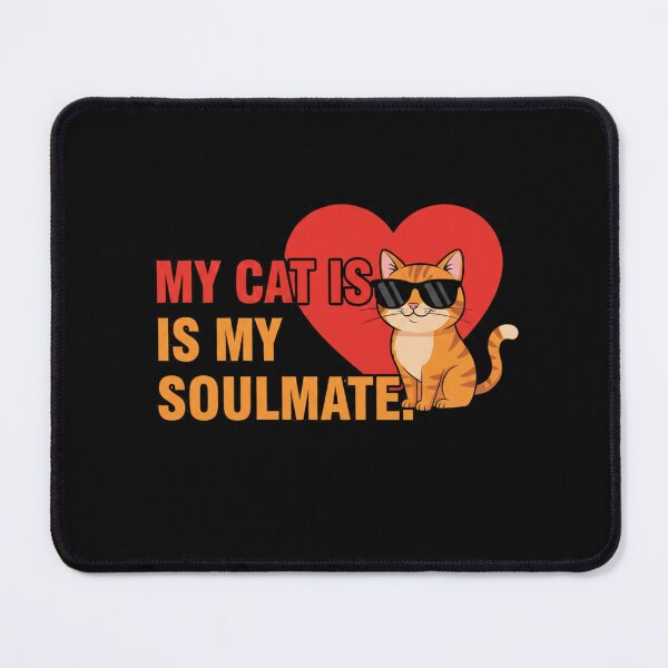 Item preview, My Cat Is My Soulmate Cute Orange Tabby Cat Wearing Sunglasses With Red Heart For Pet Lovers designed and sold by bvdesignart.