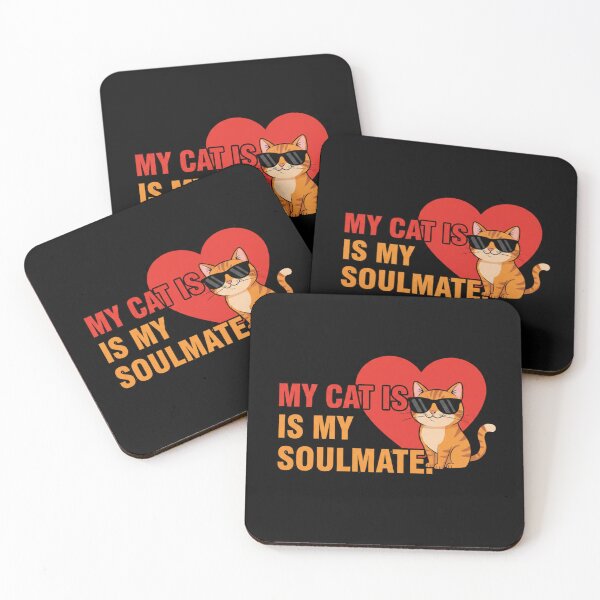 Item preview, My Cat Is My Soulmate Cute Orange Tabby Cat Wearing Sunglasses With Red Heart For Pet Lovers designed and sold by bvdesignart.