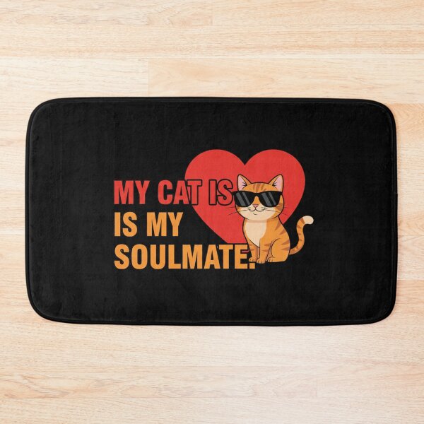 Item preview, My Cat Is My Soulmate Cute Orange Tabby Cat Wearing Sunglasses With Red Heart For Pet Lovers designed and sold by bvdesignart.