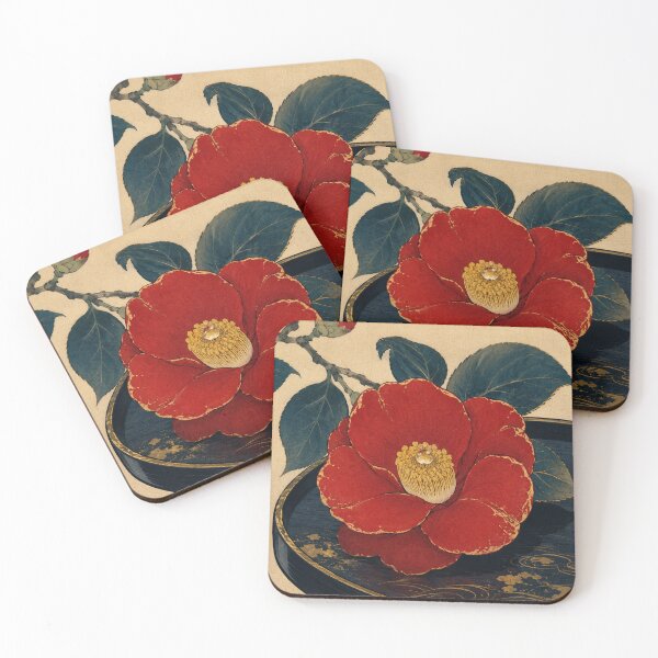 Item preview, Gilded Camellia - Vintage Japanese Flower Ukiyo-e Woodblock  designed and sold by bapupa.