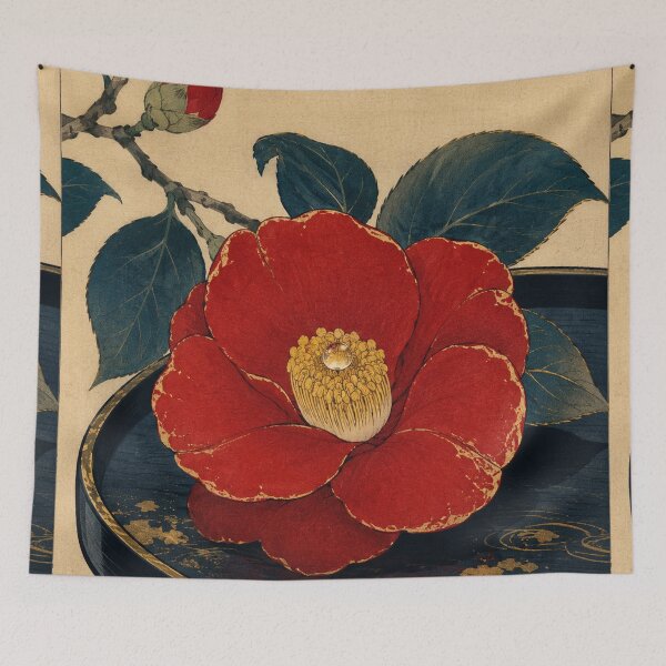Item preview, Gilded Camellia - Vintage Japanese Flower Ukiyo-e Woodblock  designed and sold by bapupa.