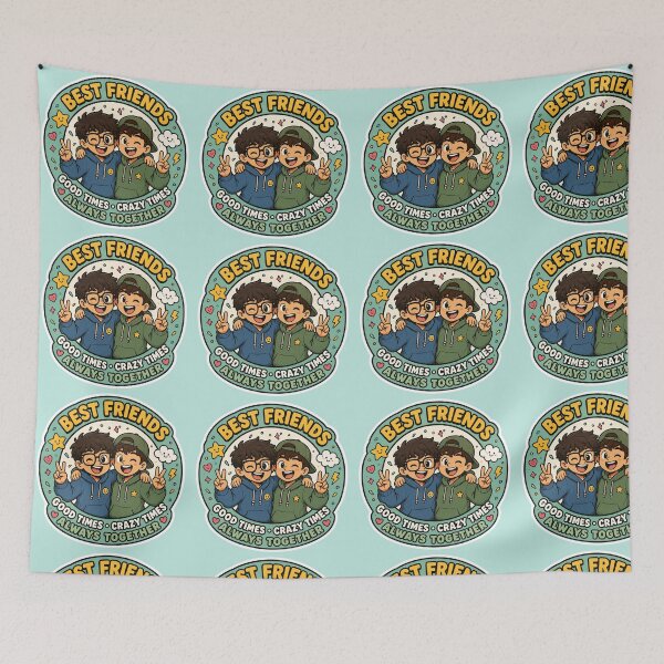 Item preview, Best Friends Always Together Cute Cartoon Sticker designed and sold by Digital_products_0111.