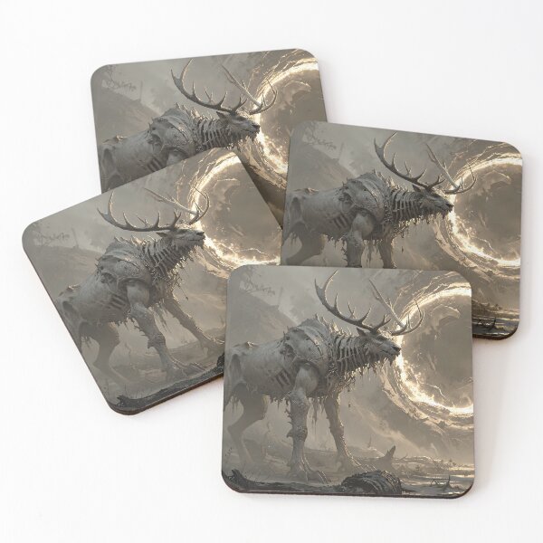 Item preview, The bony stag before the forgotten gate of the forest designed and sold by VoidVeilStudio.