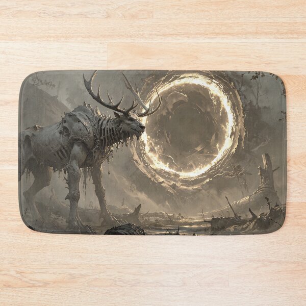 Item preview, The bony stag before the forgotten gate of the forest designed and sold by VoidVeilStudio.