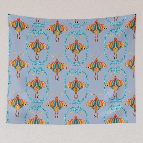Item preview, Dreamy Cottagecore Floral Pattern | Colorful Boho Moth Art designed and sold by VirtuallyCreativ .